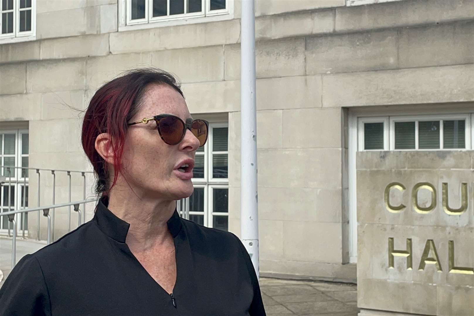 Nicola Foster, mother of Samantha Mulcahy, speaking outside Maidstone Coroners Court
