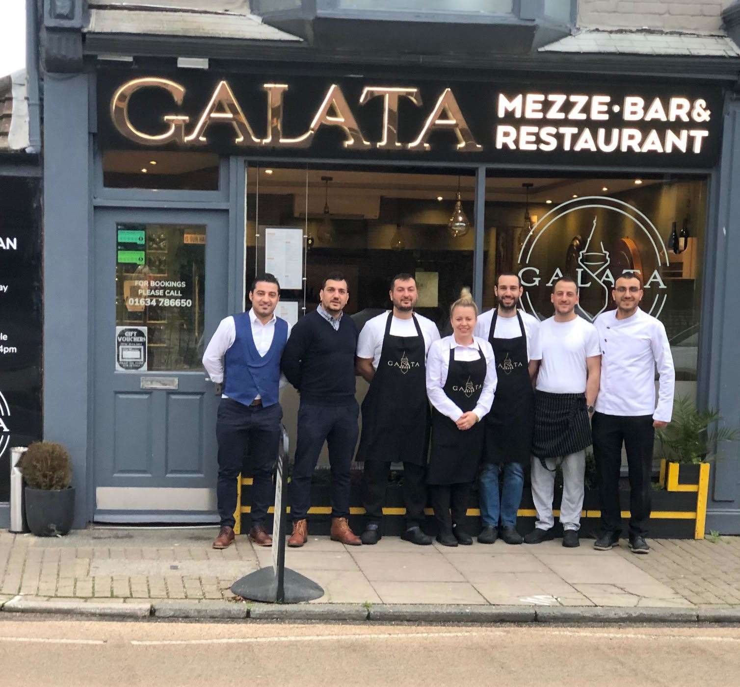 Staff outside Galata Mezze Bar & Restaurant in Rainham High Street