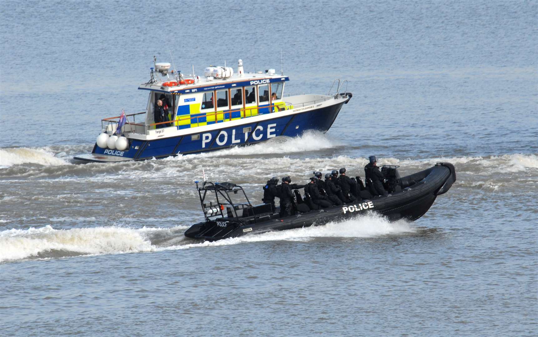 Two police boats on the Thames. Picture: Fraser Gray