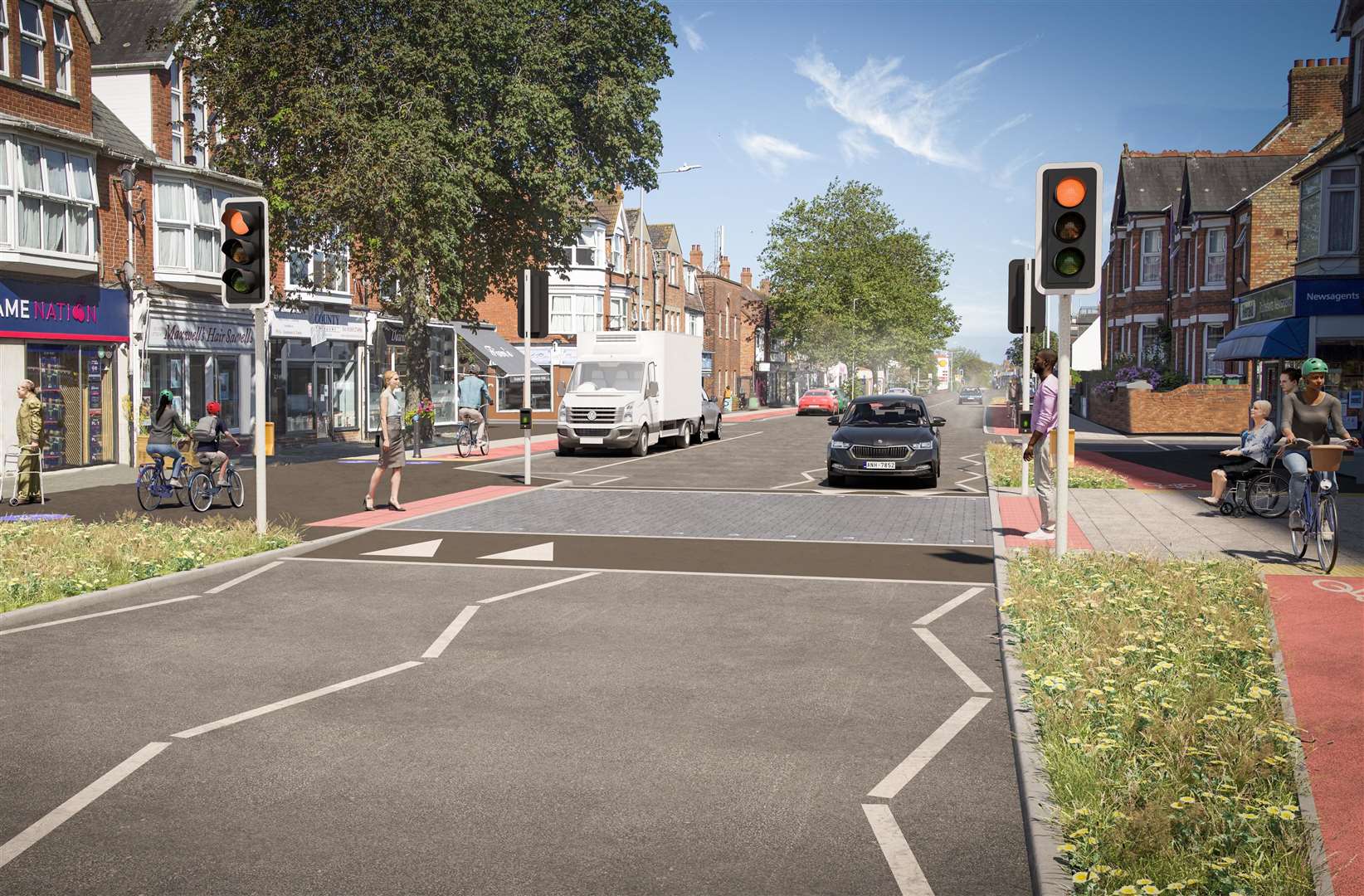 How the proposed cycle lanes from Cheriton to Folkestone could have looked. Picture: Kent County Council