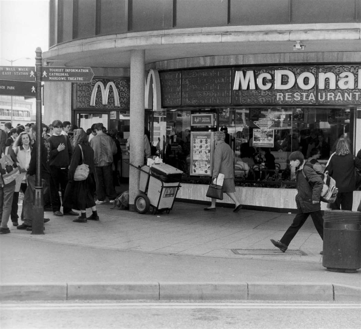 McDonald's on the corner of St George's Street, Canterbury, on May 16, 1991. The site is now occupied by Fenwick