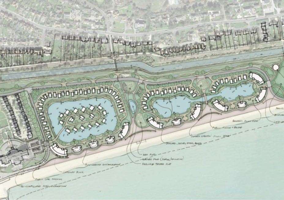 An 'indicative masterplan' of the Hythe development, as of October 2023. Picture: Turner, Jackson and Day Associates