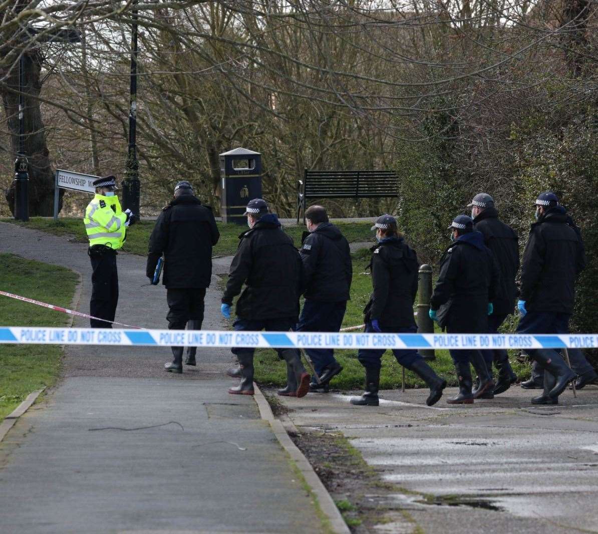 Police searching in Sandwich as part of the Sarah Everard murder investigation. Picture: UKNiP