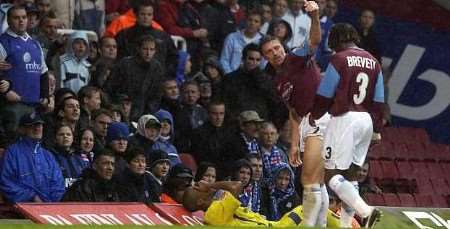 Injured Darren Byfield misses the next two games after a freak collision with an advertising board at West Ham. Picture: GRANT FALVEY