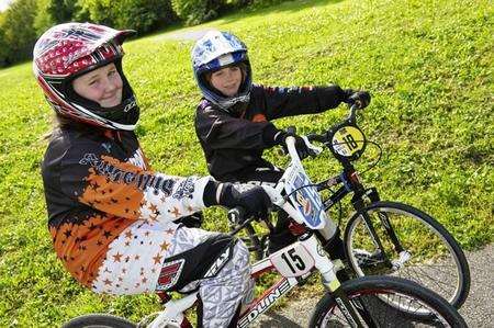 BMX riders Chloe Oaten, 12, and brother Nicholas Oaten, 9, of Mayfair Road, Dartford, who will be competing in the World BMX championships