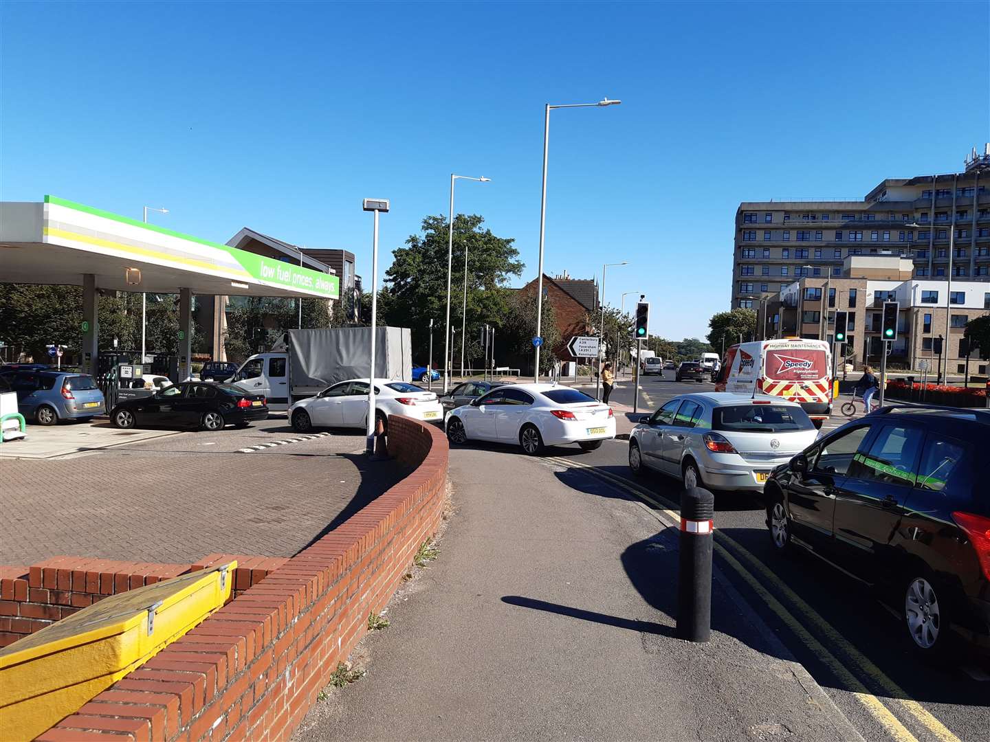 Ashford Service Station on the ring road is backed up