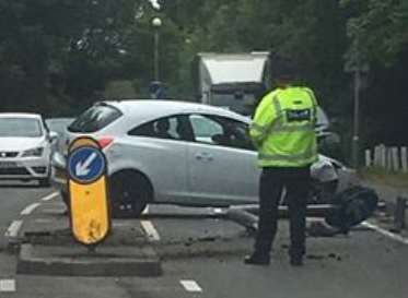 The car crash on the A28. Picture from @TenterdenTown on Twitter