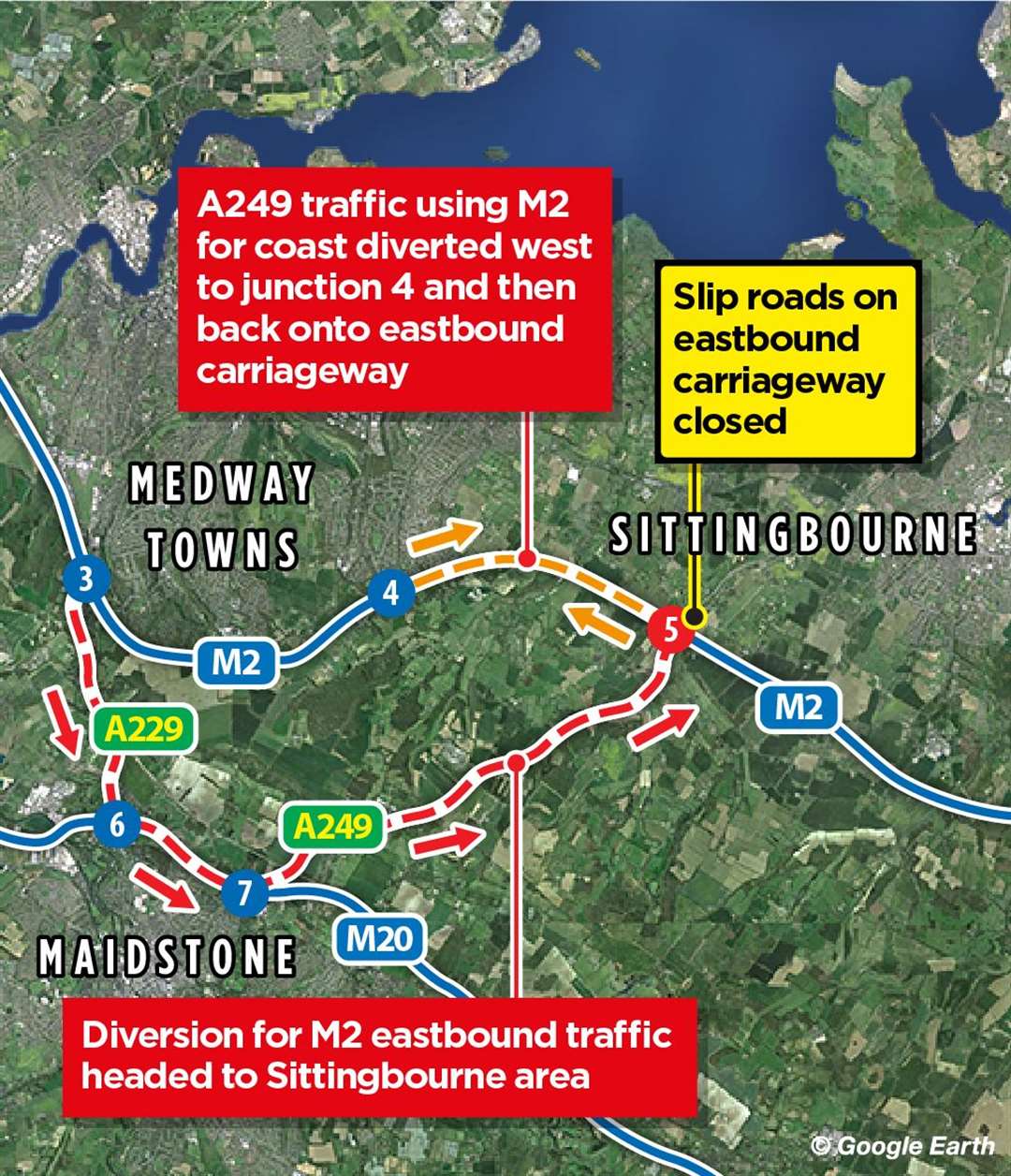 The M2 diversion route is sending drivers into further closures on Blue Bell Hill
