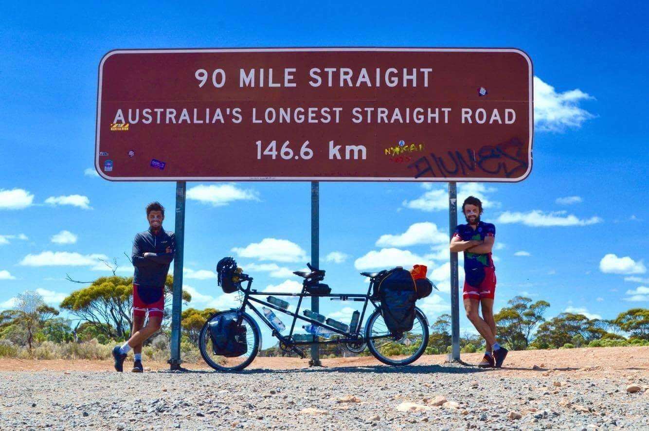 The Tandem Men: John Whybrow, left, and George Agate on Australia's longest road. (3741237)