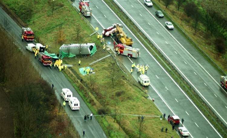 An aerial picture of the scene on the day of the accident. Stock picture
