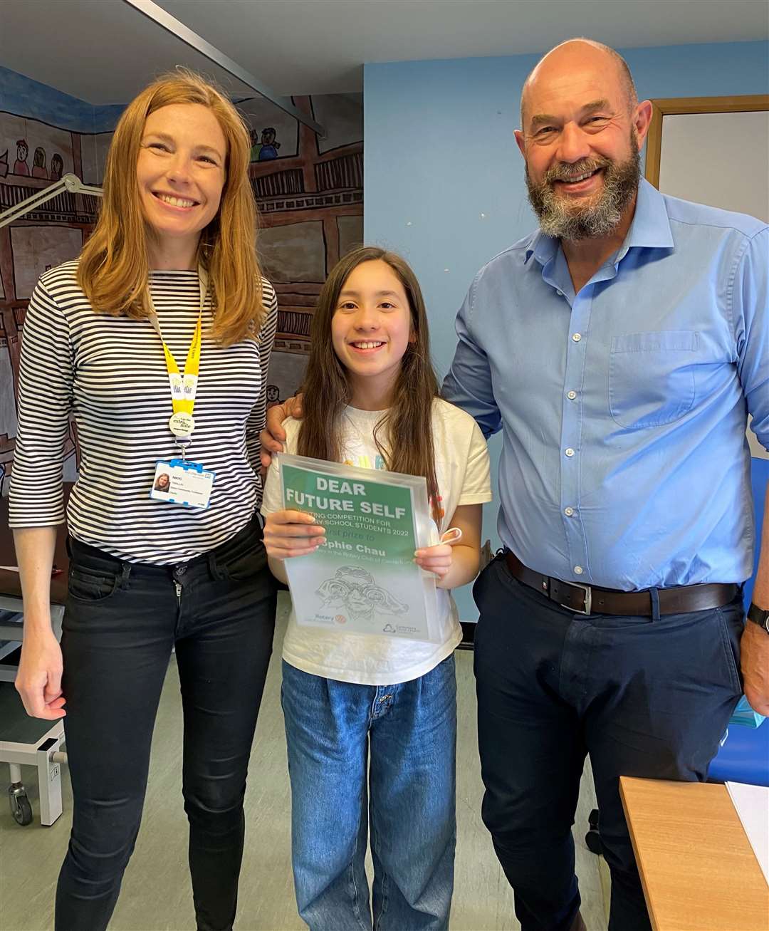 Sophie Châu with Dr David McCormick and Nikki Twallin from King's Hospital. Picture: Dover Grammar School for Girls