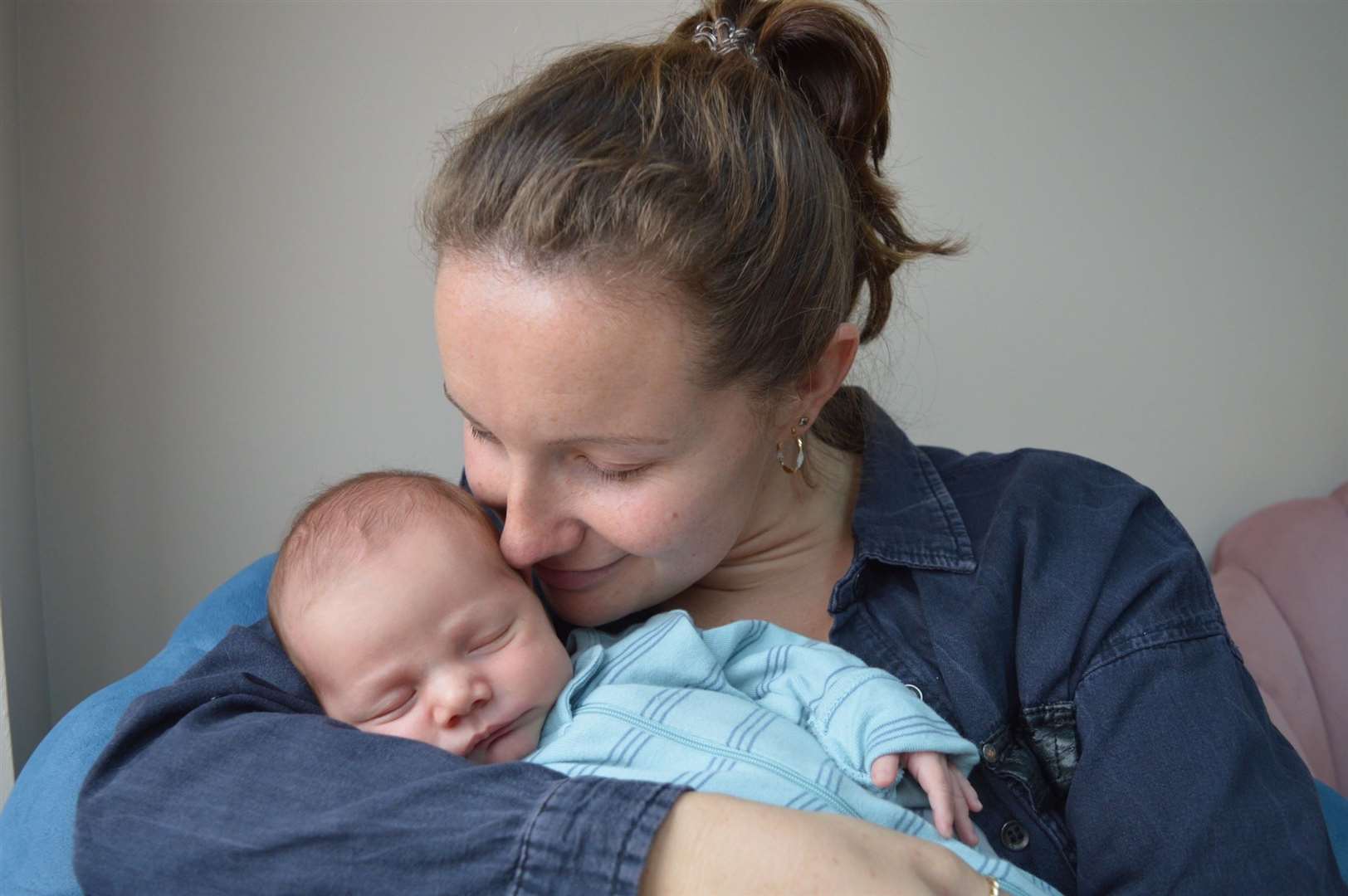 Courtney Brooks and baby Brody, who was born at the William Harvey in Ashford. Picture: SWNS