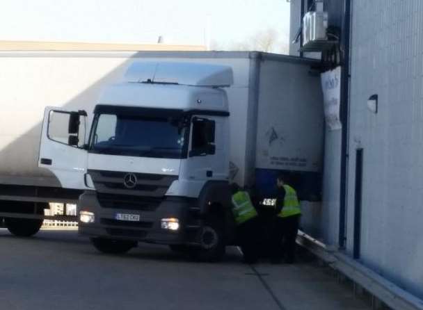 A lorry has become stuck on the 20/20 industrial estate Picture: @Dean2E0CZR