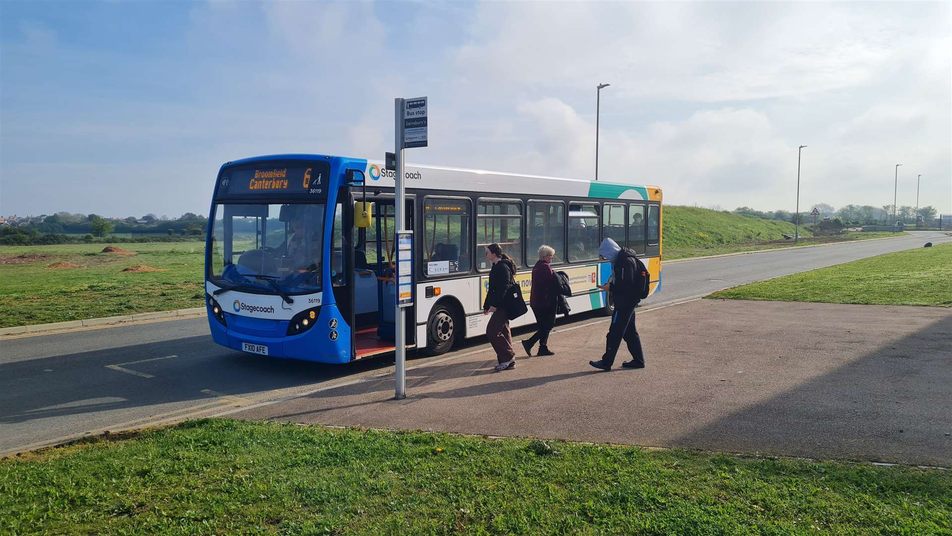 The Stagecoach number 6 bus, soon to be 602, arriving at Sainsbury's on the Altira Business Park in Herne Bay