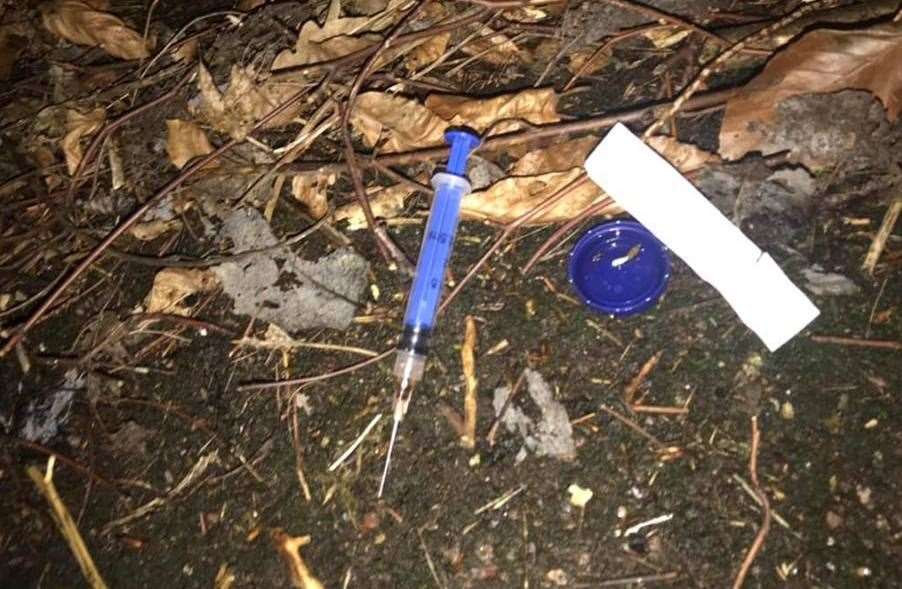 The needle found discarded in an alley near St Stephen's School in Canterbury