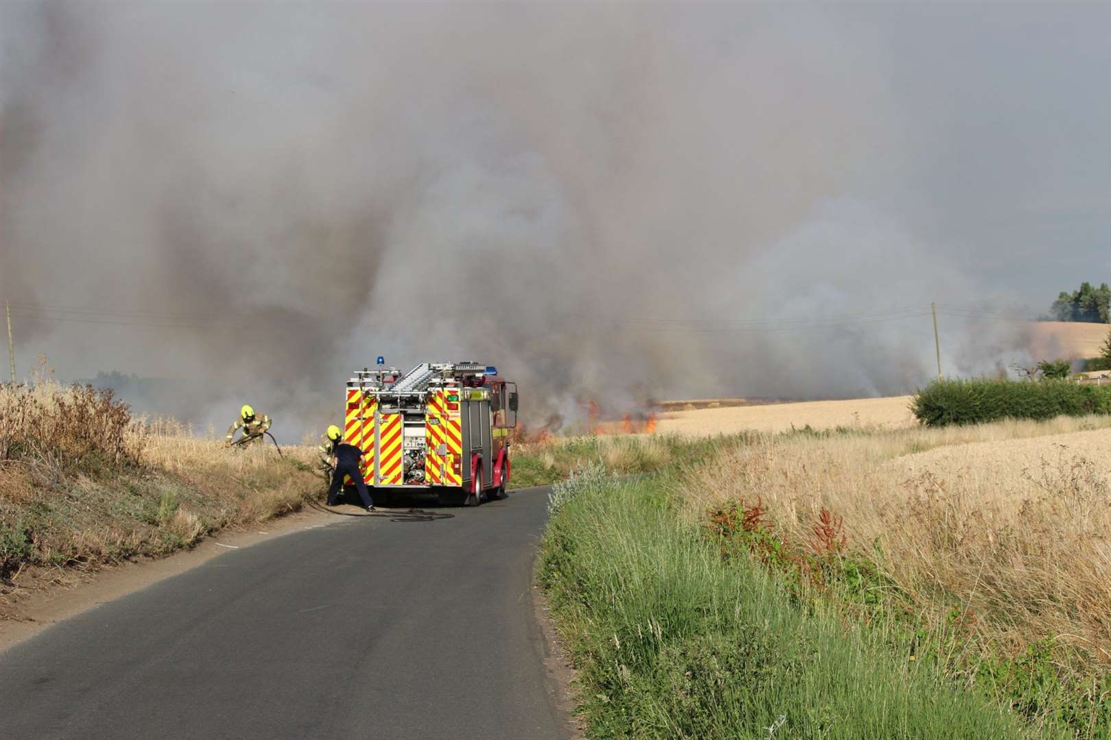 A huge fire has broken out in a field off Lower Rochester Road in Higham. Photo: Paul Aspinall