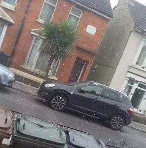 Snow is falling in Godinton Road, Ashford, picture Sharon Davies