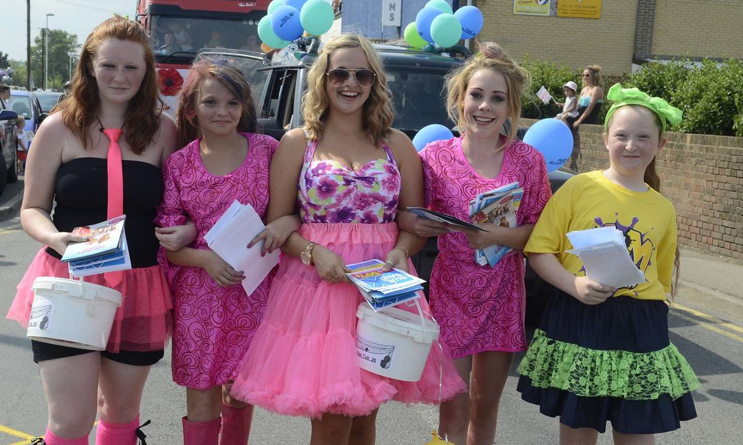 Five colourful young ladies from Ashcroft Coast Holiday Park in Leysdown Carnival