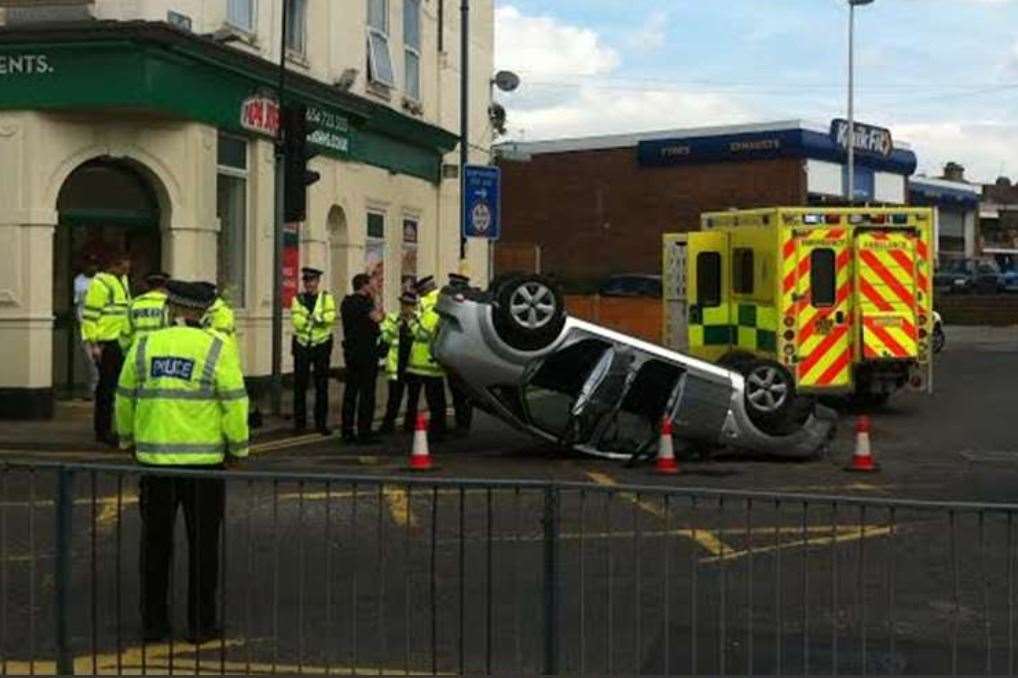 A car overturned at the junction in 2014