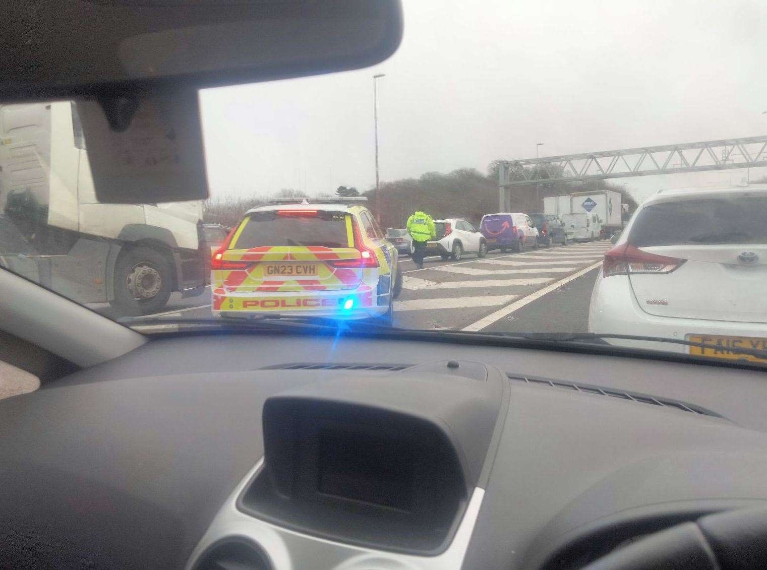 Police are at the scene on the A2