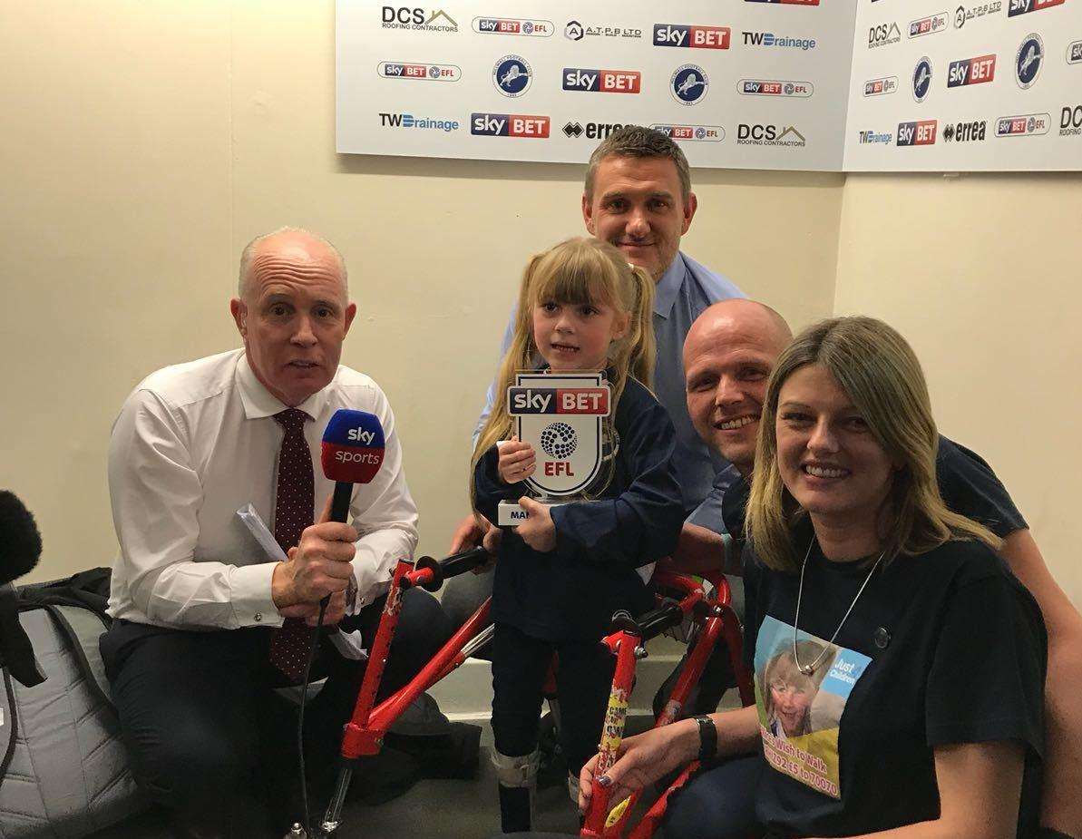 Ellice and her parents Joe and Amy Barr also got to meet the Sky Sports team