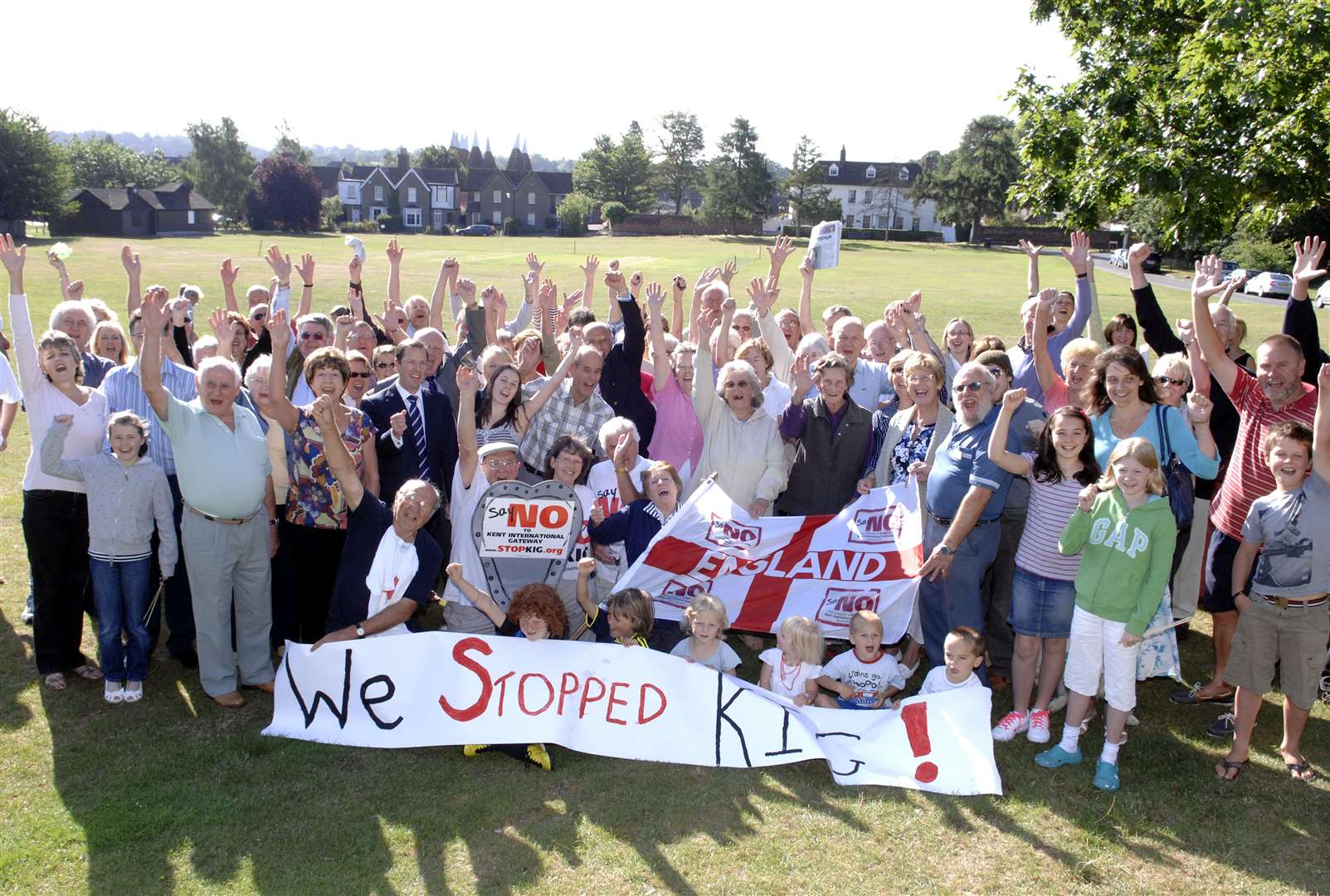 Villagers on Bearsted Green celebrate victory over KIG in 2010