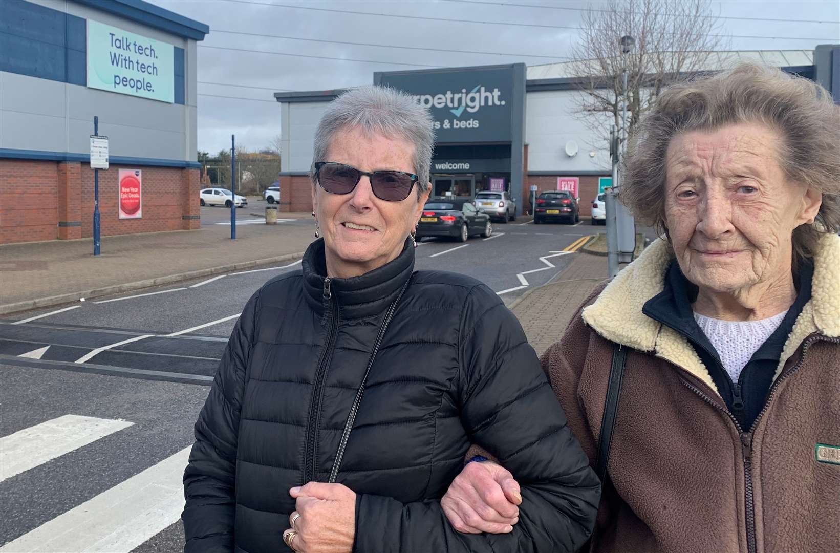Lesley Knight, pictured with her mother Wyn Juniper, also believes the speed bumps are too high
