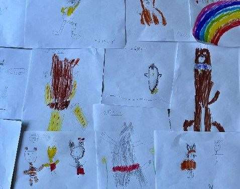 The seven-year-old drew dozens of pictures to fundraise for the charity that helped him. Picture: HOLG