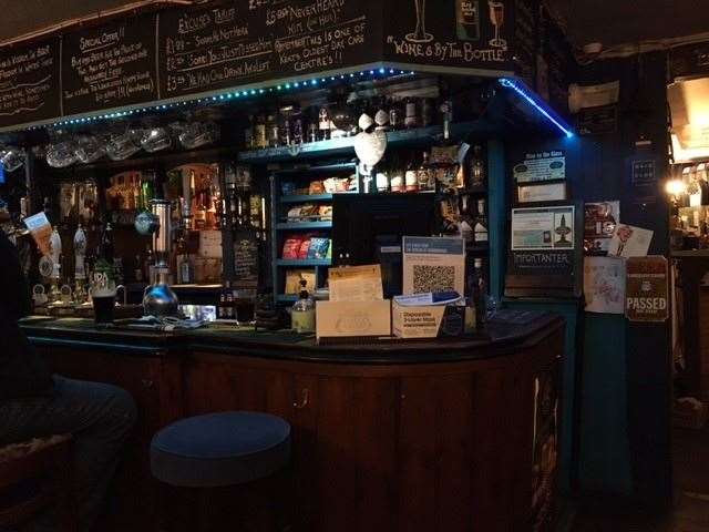 The bar inside the Blue Anchor