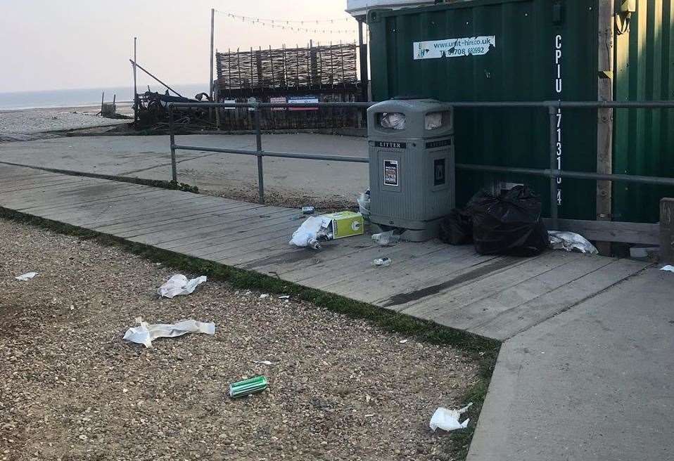 Bins overflowing on Saturday morning. Picture: Plastic Free Whitstable