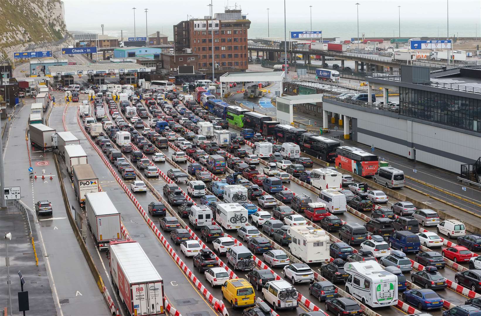 Long queues at the Port of Dover. Picture: UKNIP