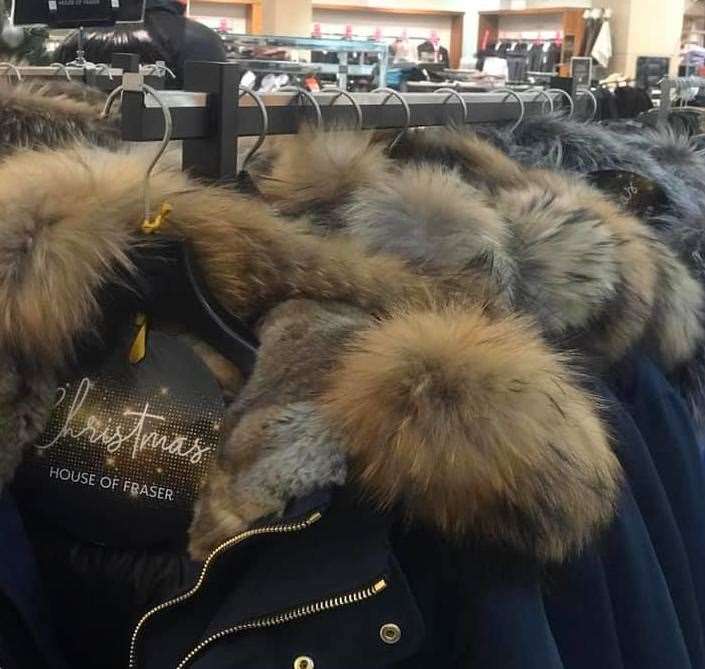 A coat in House of Fraser in Bluewater says it is made with real rabbit fur from Spain. Picture: Robyn Murphy