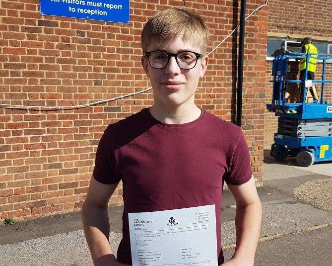 Liam Harris from Archbishop's is chuffed to have secured a 6 in Science and the top grade in sport (15598738)