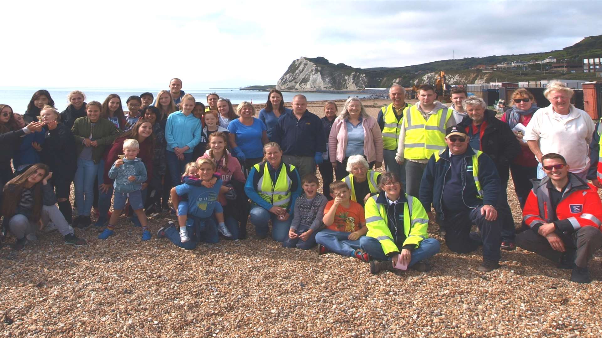 The litter pickers at Shakespeare Beach. Picture: White Cliffs Countryside Partnership