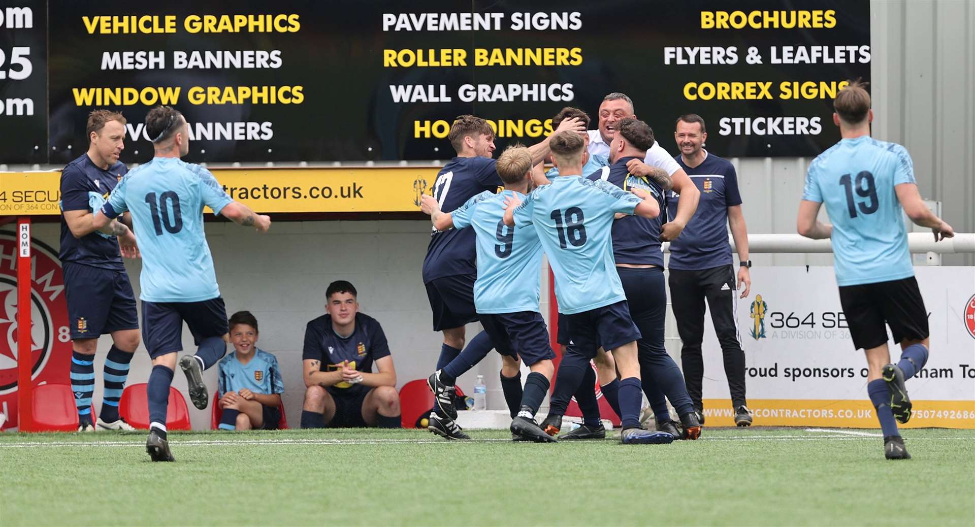 Dover Rangers celebrate one of their goals. Picture: PSP Images