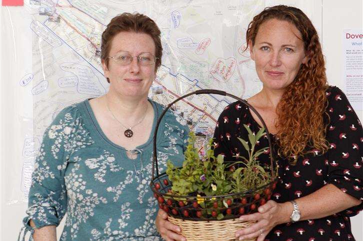 Artist Anita Luckett (left) and Susan Proudfoot who has started her edible plants company with the help of Star People funding - part of the Big Lottery initiative for Dover. Her plans for a community garden are included in the exhibition.