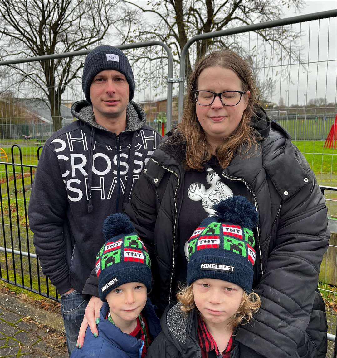 Jamie and Kim Williams are desperate for their children, Lawrence and Oliver, to be able to play in Baker Crescent park in Dartford