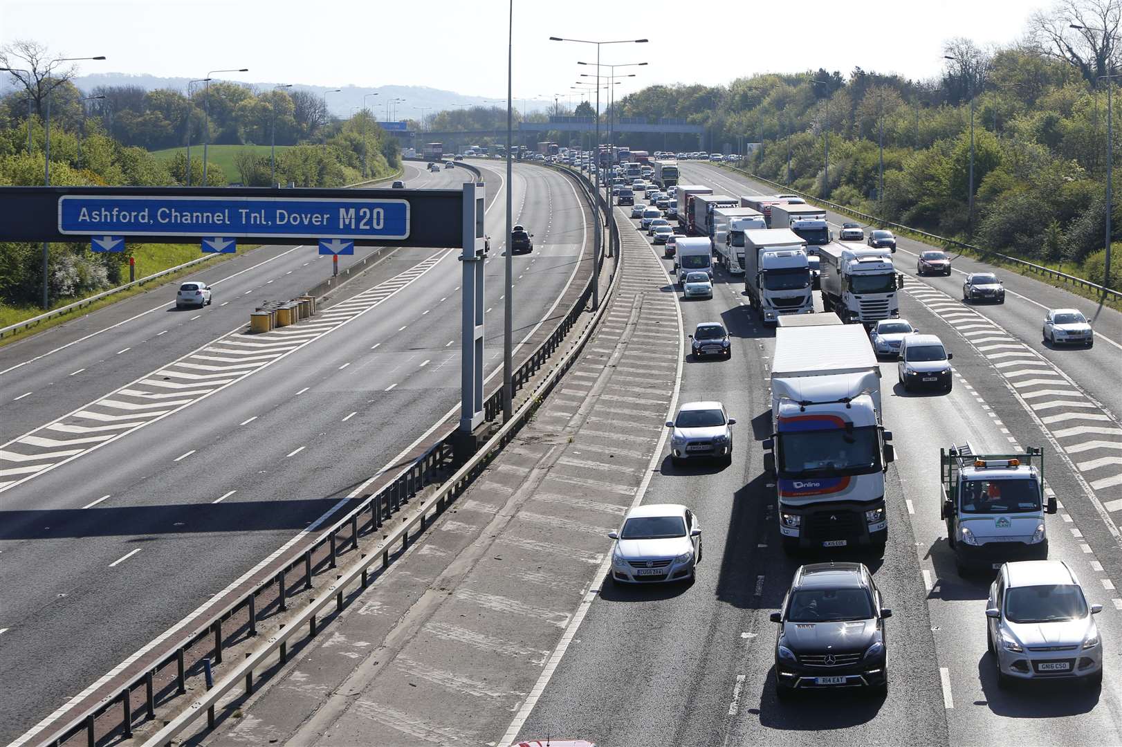 Traffic is queuing on the M20. Stock picture