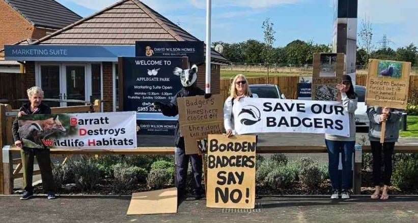 Borden villagers and wildlife group protesters
