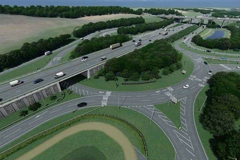 Visualisation of the M2 junction 5 Stockbury interchange once improvements are complete. Picture: National Highways