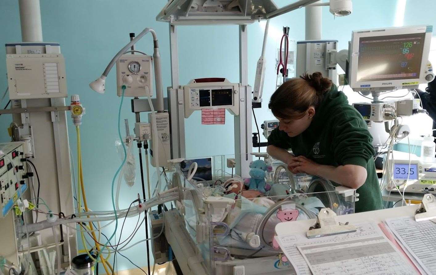 Sophie was kept in a ventilator in intensive care. Picture: Emma Innes
