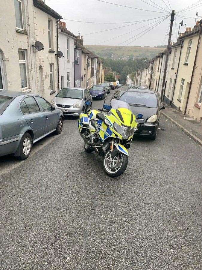 A stolen vehicle was recovered in Chatham this morning. Photo: @KentPoliceRoads