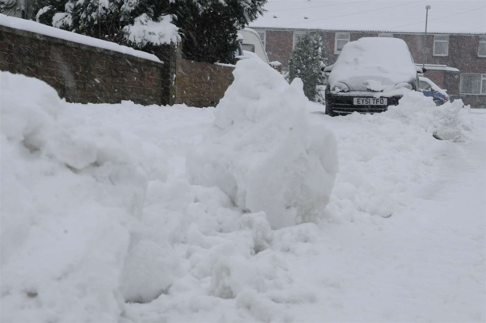 The snow scene in Aylesham.