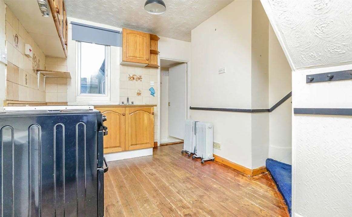 The kitchen area inside this two bedroom terraced house in Walnut Tree Avenue, Dartford. Picture: Zoopla