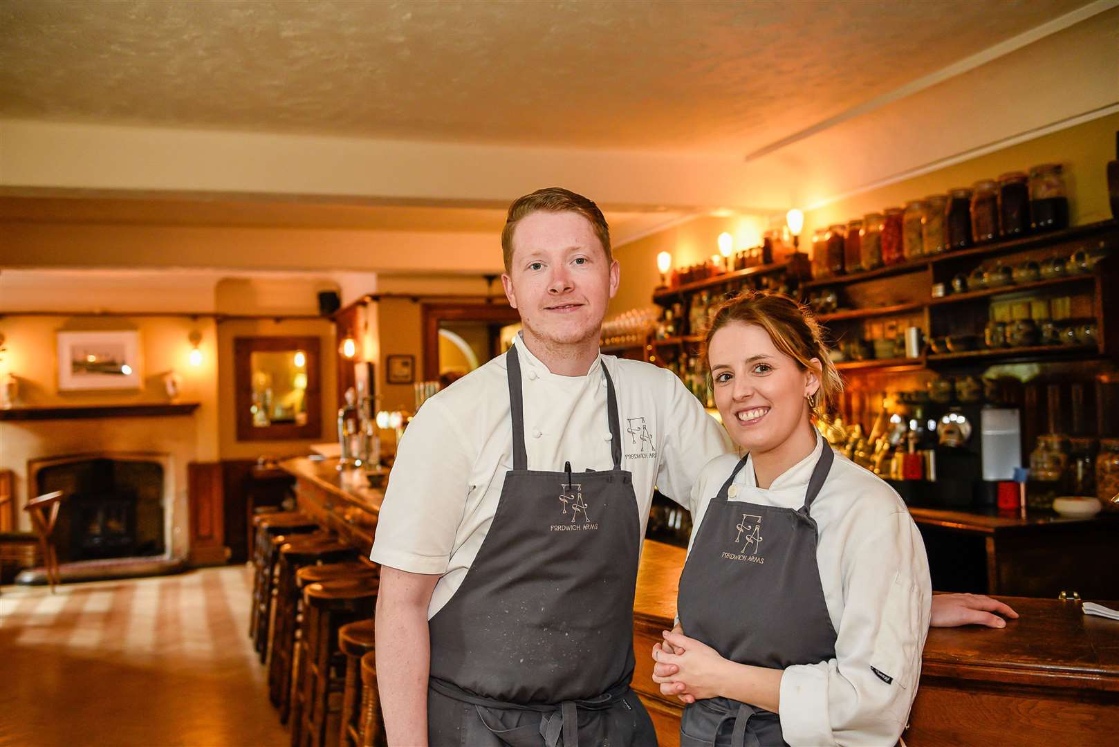 Daniel and Natasha Smith inside the Fordwich Arms. Fordwich Arms, King St, Fordwich, Canterbury CT2 0DB. 180519 Picture: Alan Langley..... (10604480)