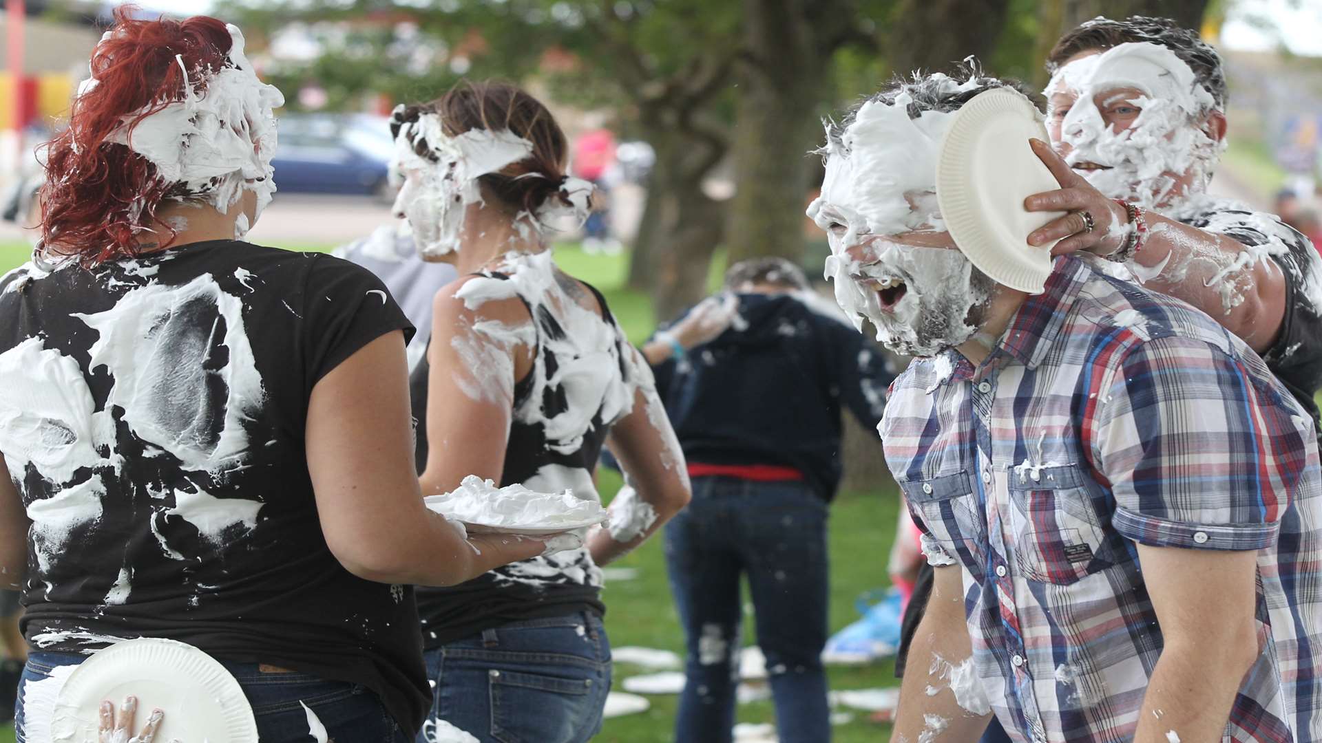A flash mob custard pie fight for 15 minutes in Beachfields Park, as an attempt to break the world record