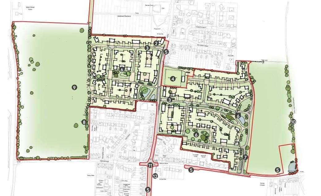 Trenport's masterplan for 250 homes off Church Street, Cliffe. Picture: Corstorphine and Wright Architects