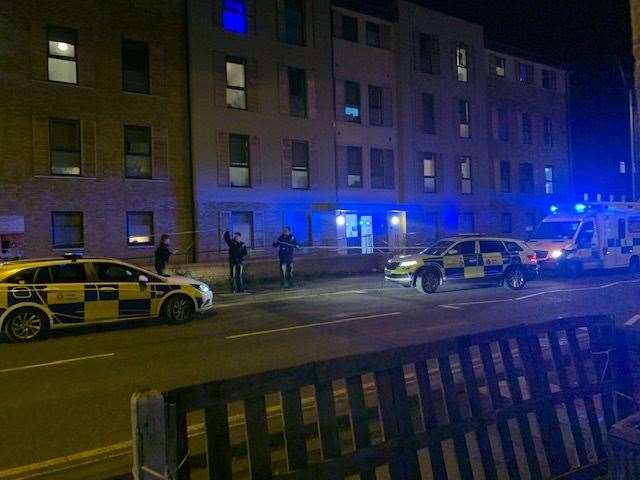 Police at the scene on Monday night