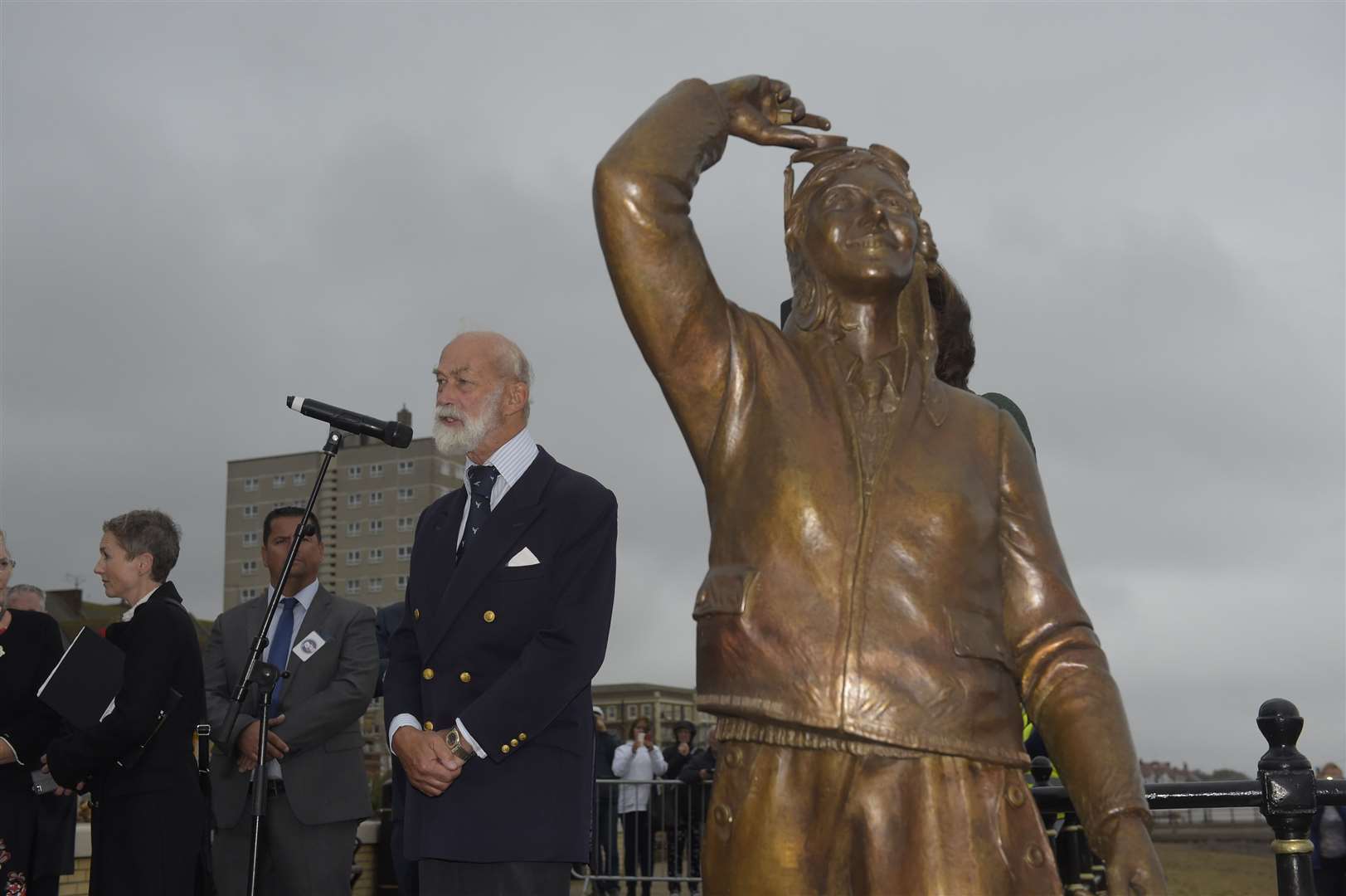 Prince Michael of Kent unveils the Amy Johnson statue in Herne Bay in 2016