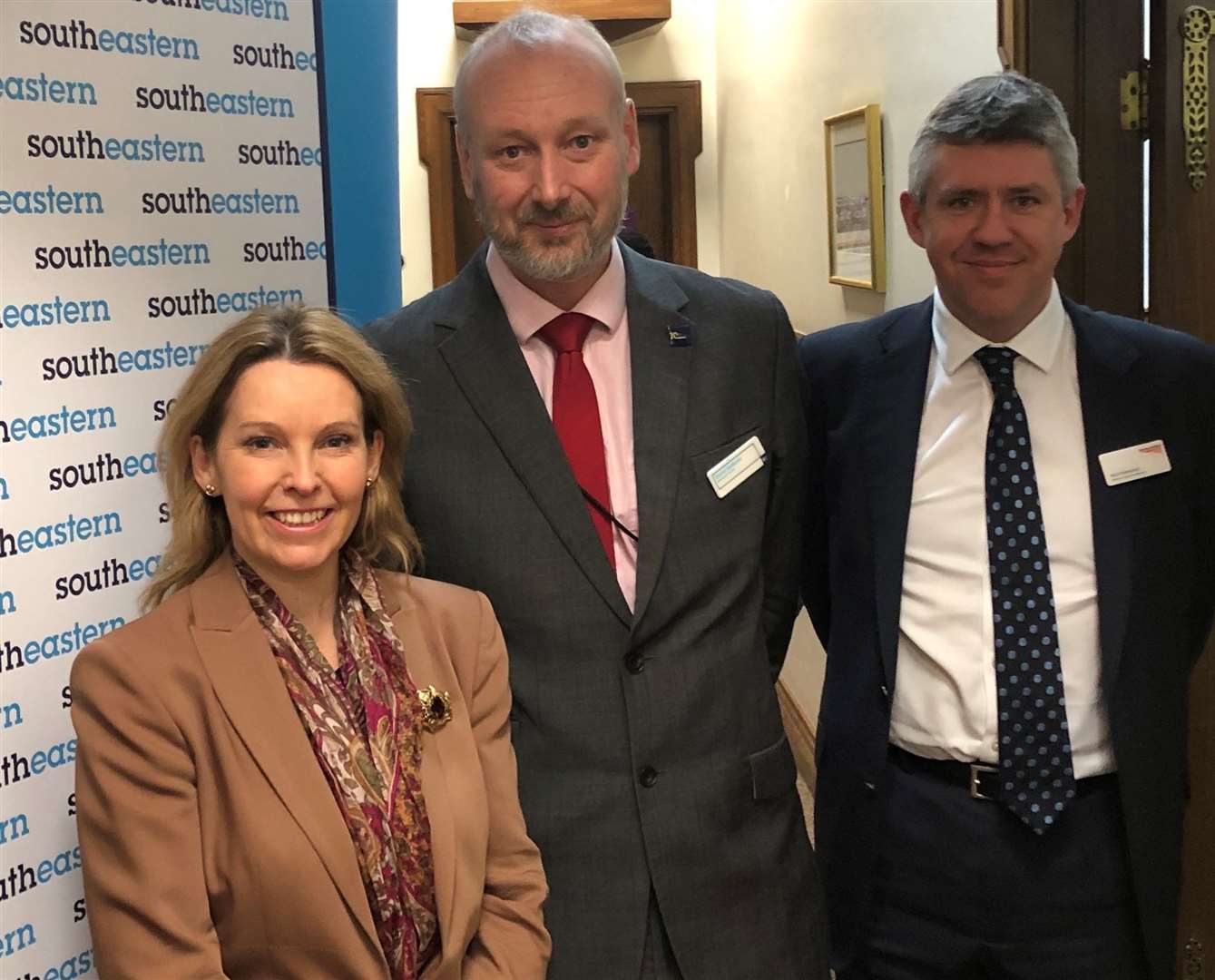 Mrs Elphicke with David Statham, of (Southeastern, and Paul Harwood of Network Rail. Picture: the office of Natalie Elphicke MP